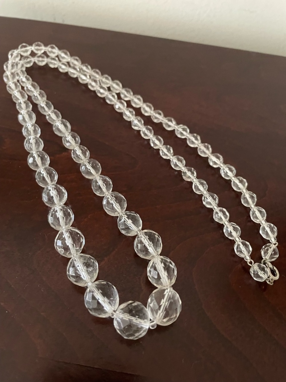 Clear Faceted Bead Necklace Vintage- Elegant Crystal-Look Jewelry